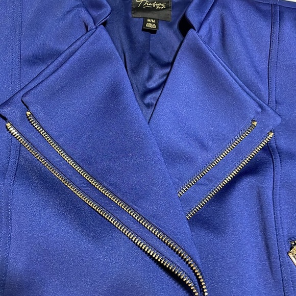Thalia Sodi Royal Blue Double Breated Cropped Jacket Gold Zippers -M-#0089 - Picture 6 of 12